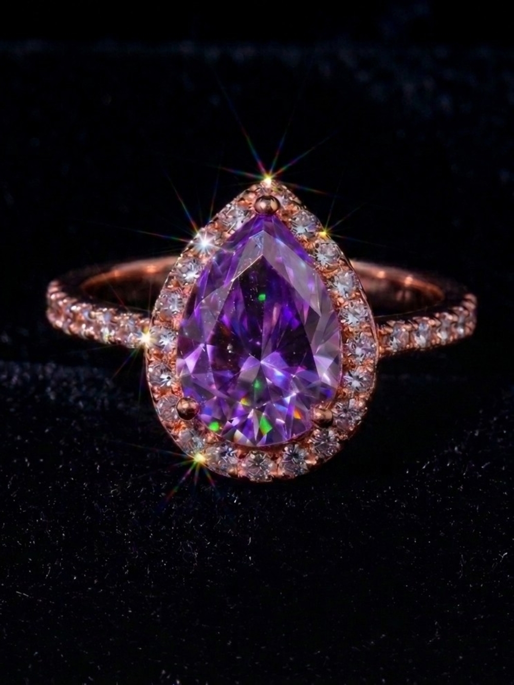 **GEORGEOUS ** 3 Carat Amethyst Moissanite Gemstone**Rose Gold Plated Over 925 S